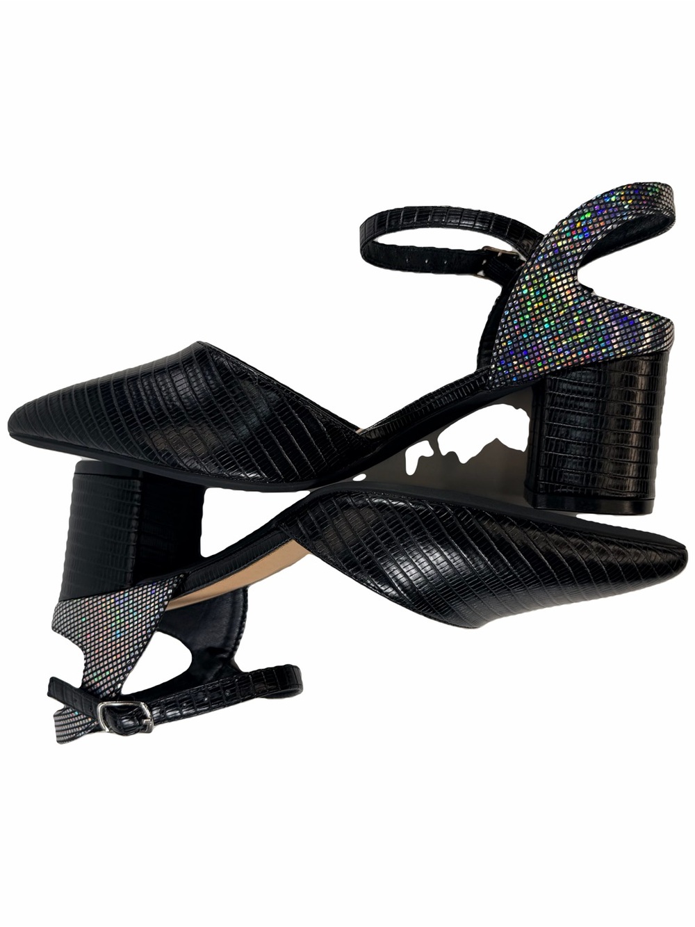 NWT Decould sylf Block Heels Sparkly Sandals Size 7 Women's - Picture 9 of 15